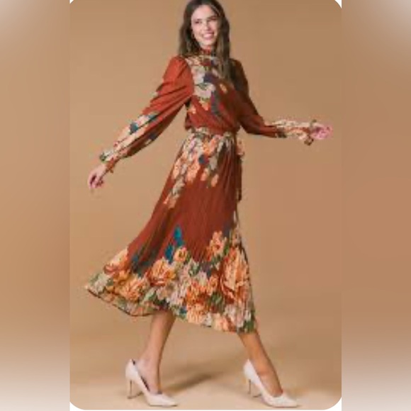 Baltic Born Rust Floral Long Sleeve Dress - Picture 2 of 5